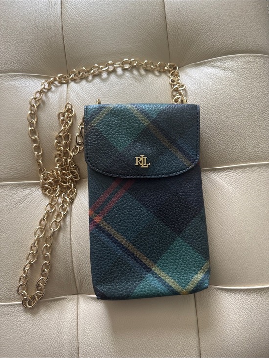 Ralph Lauren Handbags - Ralph Lauren Green Plaid Chain Crossbody Phone Pouch